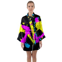 Splatter Splatter Long Sleeve Satin Kimono by ExtraAwesomeSauce