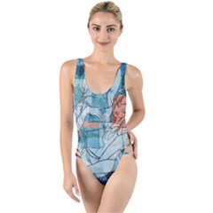 Retro Girls High Leg Strappy Swimsuit by ExtraAwesomeSauce