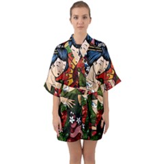 Geisha Geisha Half Sleeve Satin Kimono  by ExtraAwesomeSauce