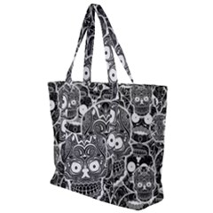 Sugar Skulls Bw Zip Up Canvas Bag by ExtraAwesomeSauce
