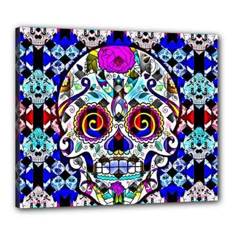 Sugar Skull Pattern 2 Canvas 24  X 20  (stretched) by ExtraAwesomeSauce