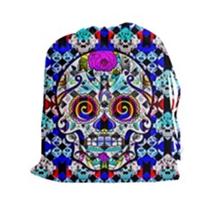 Sugar Skull Pattern 2 Drawstring Pouch (2xl) by ExtraAwesomeSauce