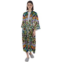 Sugar Skulls Pattern Maxi Satin Kimono by ExtraAwesomeSauce