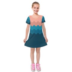 Flat Ocean Waves Palette Kids  Short Sleeve Velvet Dress by goljakoff