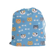 Cute Cat Pattern Drawstring Pouch (xl) by ExtraAwesomeSauce
