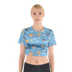 Cute Cat Pattern Cotton Crop Top by ExtraAwesomeSauce