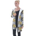 Cute Cat Pattern Longline Hooded Cardigan View1