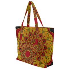 Mandela Flower Orange And Red Zip Up Canvas Bag by ExtraAwesomeSauce