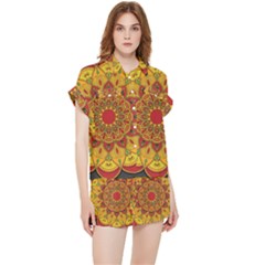 Mandela Flower Orange And Red Chiffon Lounge Set by ExtraAwesomeSauce