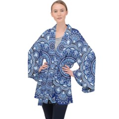 Mandela Flower Long Sleeve Velvet Kimono  by ExtraAwesomeSauce