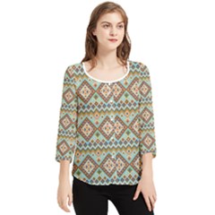 Native American Pattern Chiffon Quarter Sleeve Blouse by ExtraAwesomeSauce