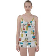 Retro Pattern Vintage Tie Front Two Piece Tankini by ExtraAwesomeSauce