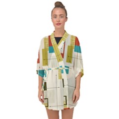Retro Pattern Vintage Half Sleeve Chiffon Kimono by ExtraAwesomeSauce