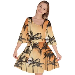 Sunset Palm Trees Beach Summer Velour Kimono Dress by ExtraAwesomeSauce