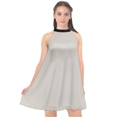 Abalone Grey Halter Neckline Chiffon Dress  by FashionBoulevard