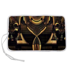 Black And Gold Abstract Line Art Pattern Pen Storage Case (s) by CrypticFragmentsDesign