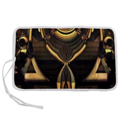 Black And Gold Abstract Line Art Pattern Pen Storage Case (m) by CrypticFragmentsDesign