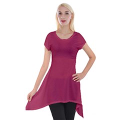 Amaranth Purple Short Sleeve Side Drop Tunic by FashionLane