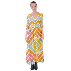 Line Pattern Cross Print Repeat Button Up Maxi Dress by Dutashop