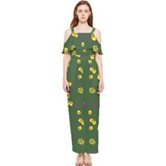 Yellow Flowers Draped Sleeveless Chiffon Jumpsuit by Eskimos