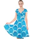 Hexagon Windows Cap Sleeve Front Wrap Midi Dress View1