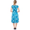 Hexagon Windows Cap Sleeve Front Wrap Midi Dress View2