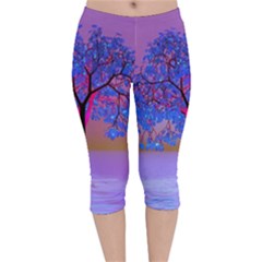 Tree Sunset Velvet Capri Leggings  by icarusismartdesigns