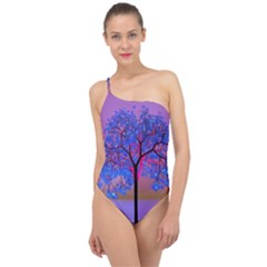 Tree Sunset Classic One Shoulder Swimsuit by icarusismartdesigns