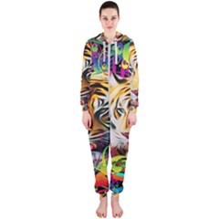 Tiger In The Jungle Hooded Jumpsuit (ladies)  by icarusismartdesigns