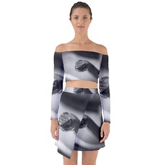 Black And White Snake Off Shoulder Top With Skirt Set by ExtraAwesomeSauce