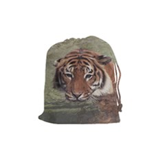 Swimming Tiger Drawstring Pouch (medium) by ExtraAwesomeSauce