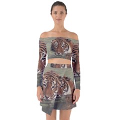 Swimming Tiger Off Shoulder Top With Skirt Set by ExtraAwesomeSauce