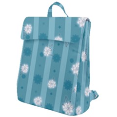 Gardenia Flowers White Blue Flap Top Backpack by Dutashop