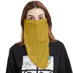 Yellow Knitted Pattern Face Covering Bandana (triangle) by goljakoff