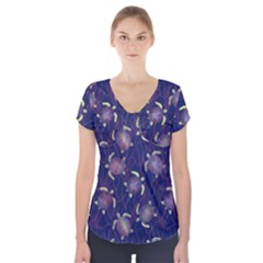 Turtles  Short Sleeve Front Detail Top by SychEva