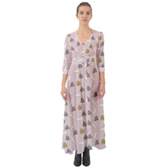 Birds In The Sky  Button Up Boho Maxi Dress by SychEva