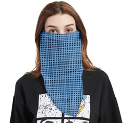 Blue Knitted Pattern Face Covering Bandana (triangle) by goljakoff