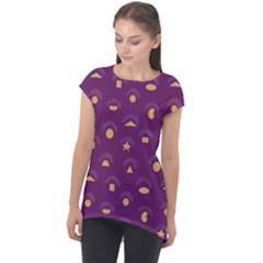 Geometric Figures Cap Sleeve High Low Top by SychEva