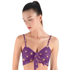 Geometric Figures Woven Tie Front Bralet by SychEva