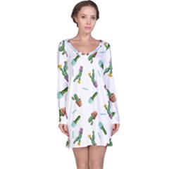 Cacti In Pots Long Sleeve Nightdress by SychEva