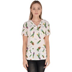 Cacti In Pots Women s V-neck Scrub Top by SychEva