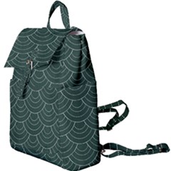 Green Sashiko Pattern Buckle Everyday Backpack by goljakoff