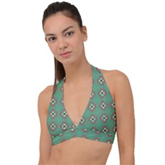 Mushrooms In The Meadow  Halter Plunge Bikini Top by SychEva