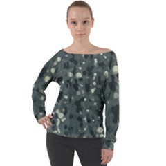 Abstract Texture Surface Print Off Shoulder Long Sleeve Velour Top by dflcprintsclothing