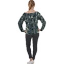 Abstract Texture Surface Print Off Shoulder Long Sleeve Velour Top View2