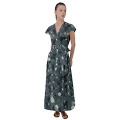 Abstract Texture Surface Print Flutter Sleeve Maxi Dress by dflcprintsclothing