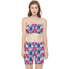 Tropical Flowers Turtles Cbdoilprincess 9a8efa63-1b6b-4226-a85c-858859e581d8 Stretch Shorts And Tube Top Set by CBDOilPrincess1