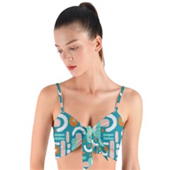 Abstract Shapes Woven Tie Front Bralet by SychEva