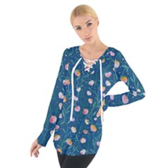 Unusual Flowers Tie Up Tee by SychEva