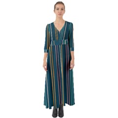 Multicolored Stripes On Blue Button Up Boho Maxi Dress by SychEva